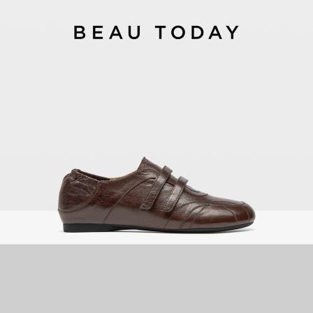 BeauToday【轻奢羊皮】时尚双魔术贴单鞋2026新款英伦风真皮小皮鞋