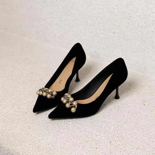 法式高跟鞋女2025新款女神范尖头水钻珍珠名媛气质细跟宴会单鞋主图