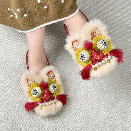 棉鞋【小红鲤】新非遗手工虎头鞋女成人红色北京布鞋绣花冬款加绒