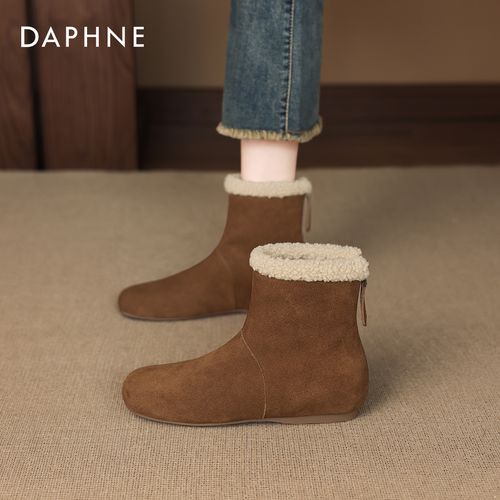 达芙妮保暖雪地靴女冬季内增高复古加绒短靴2026新款毛毛勃肯棉鞋主图