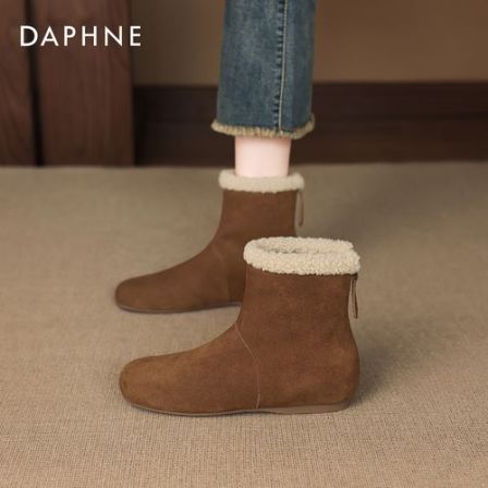 达芙妮保暖雪地靴女冬季内增高复古加绒短靴2026新款毛毛勃肯棉鞋