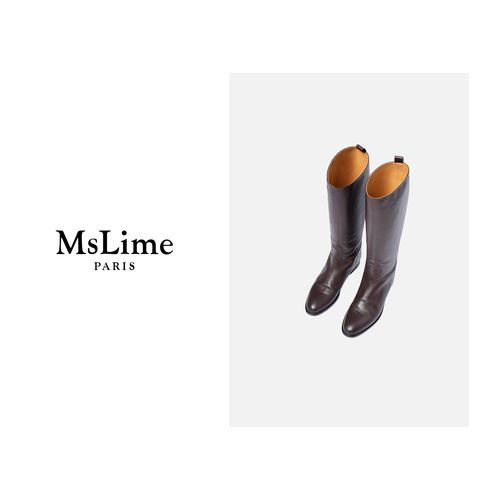 王嬛嬛MsLime新款 头层牛皮显瘦藏肉马术时尚靴 HD2D0021主图