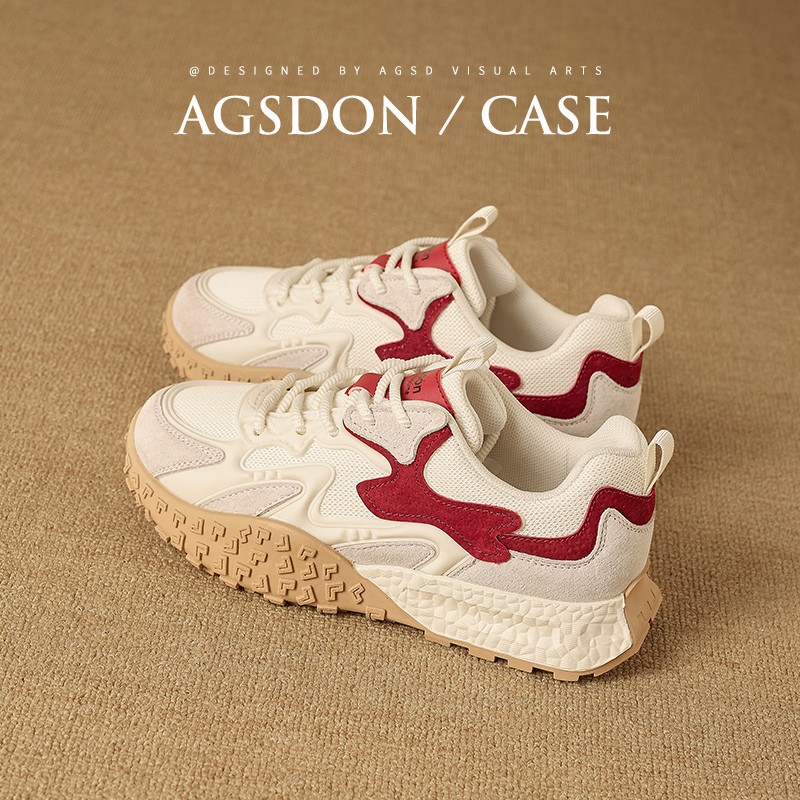 奥古狮登厚底德训鞋女2026新款春季今年流行红色阿甘鞋百搭运动鞋主图