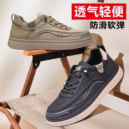 春季新款轻便老北京布鞋透气舒适帆布鞋软底防滑男鞋一脚蹬爸爸鞋