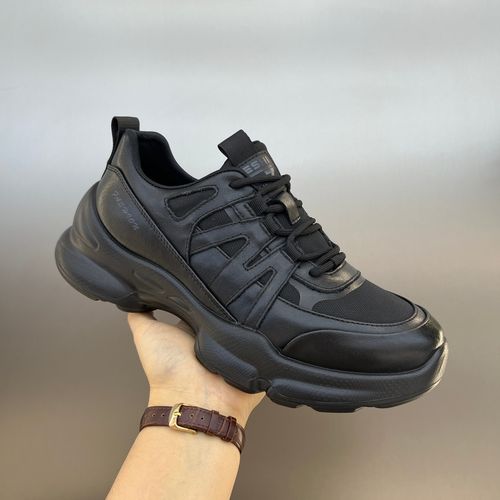 2026新款男鞋厚底真皮配网布透气休闲运动鞋男士鞋子低帮系带鞋子主图