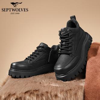 七匹狼男鞋新款春季系带高帮欧美风耐磨工装靴马丁靴户外皮鞋短靴