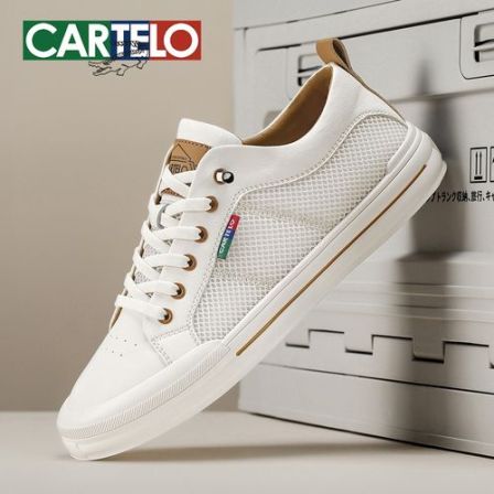 卡帝乐鳄鱼休闲男鞋2026时尚百搭潮流复古流光风男士低帮软底板鞋