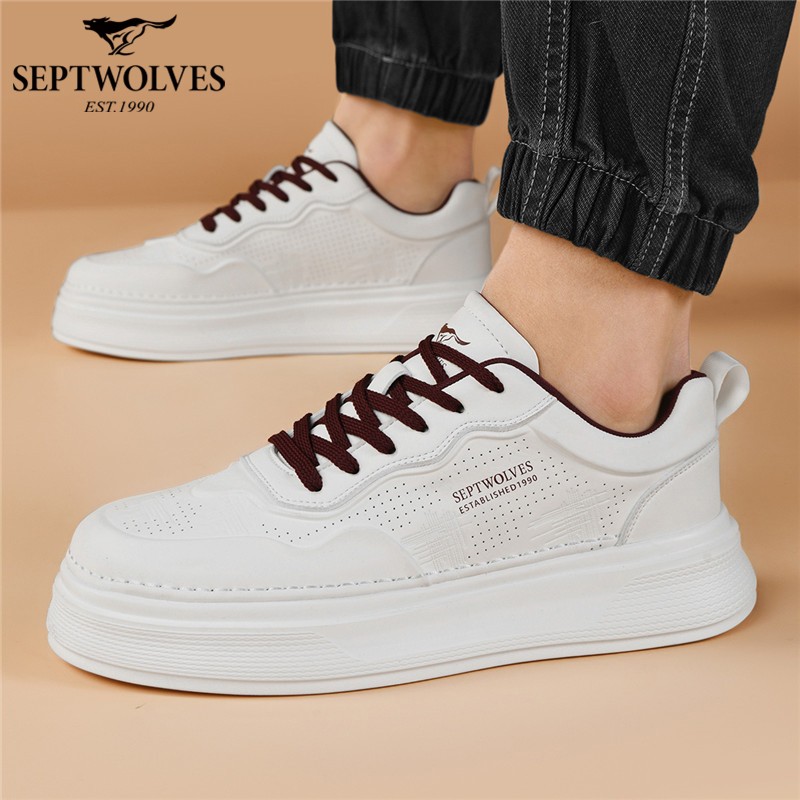 七匹狼春季男鞋透气耐磨增高小白鞋男士运动鞋潮流厚底休闲板鞋主图