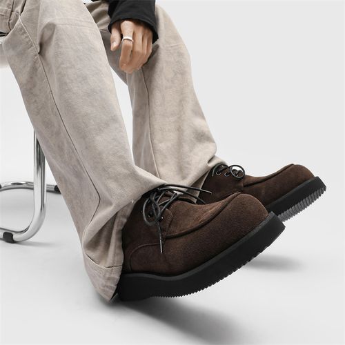 FEILEISHEN德比鞋春季日系增高大头皮鞋情侣复古厚底休闲鞋男士主图