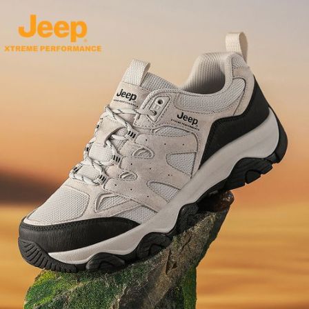 JEEP/吉普登山鞋透气系带时尚休闲鞋减震男士户外运动耐磨防滑