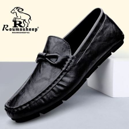 2025新款豆豆鞋软皮软底黑色高档次真皮男士休闲皮鞋洋气百搭夏季