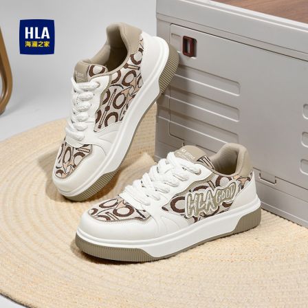 HLA/海澜之家男鞋新款秋冬时尚拼接板鞋增高保暖耐磨百搭休闲鞋子