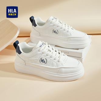 HLA/海澜之家男鞋新款秋季时尚压纹厚底板鞋百搭增高耐磨休闲鞋主图