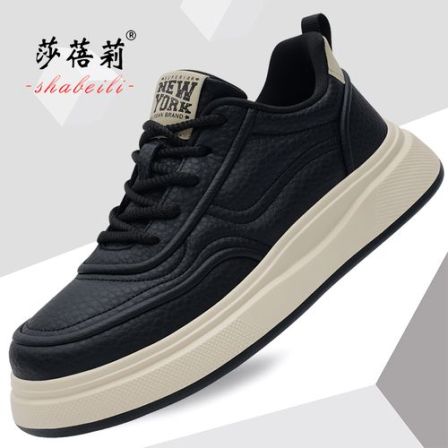 莎蓓莉板鞋男2026新款春季男士运动休闲鞋低帮黑色皮鞋透气鞋子男
