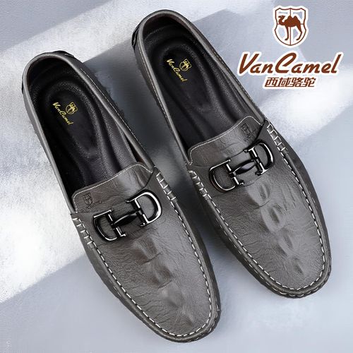 VANCAMEL西域骆驼男士豆豆鞋真皮软底休闲皮鞋男款痞帅高级感男鞋主图