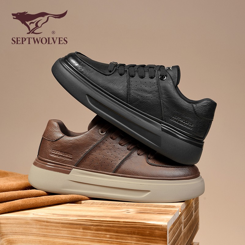 七匹狼男鞋春季痞帅高级感休闲鞋男士黑色复古百搭增高厚底潮鞋主图