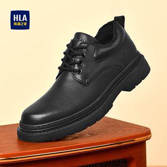 HLA/海澜之家男鞋2025秋季英伦风加绒保暖新郎正装皮鞋商务德比鞋