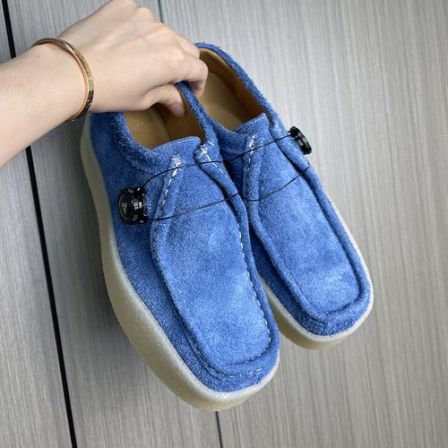 2026新款方头复古时尚厚底乐福鞋男翻毛皮鞋学院风时尚法式潮鞋