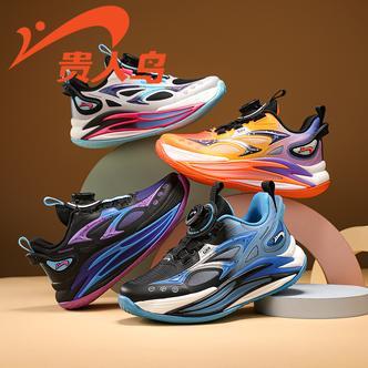 贵人鸟儿童鞋早春新款中大童网面透气运动鞋男童时尚旋钮扣跑步鞋