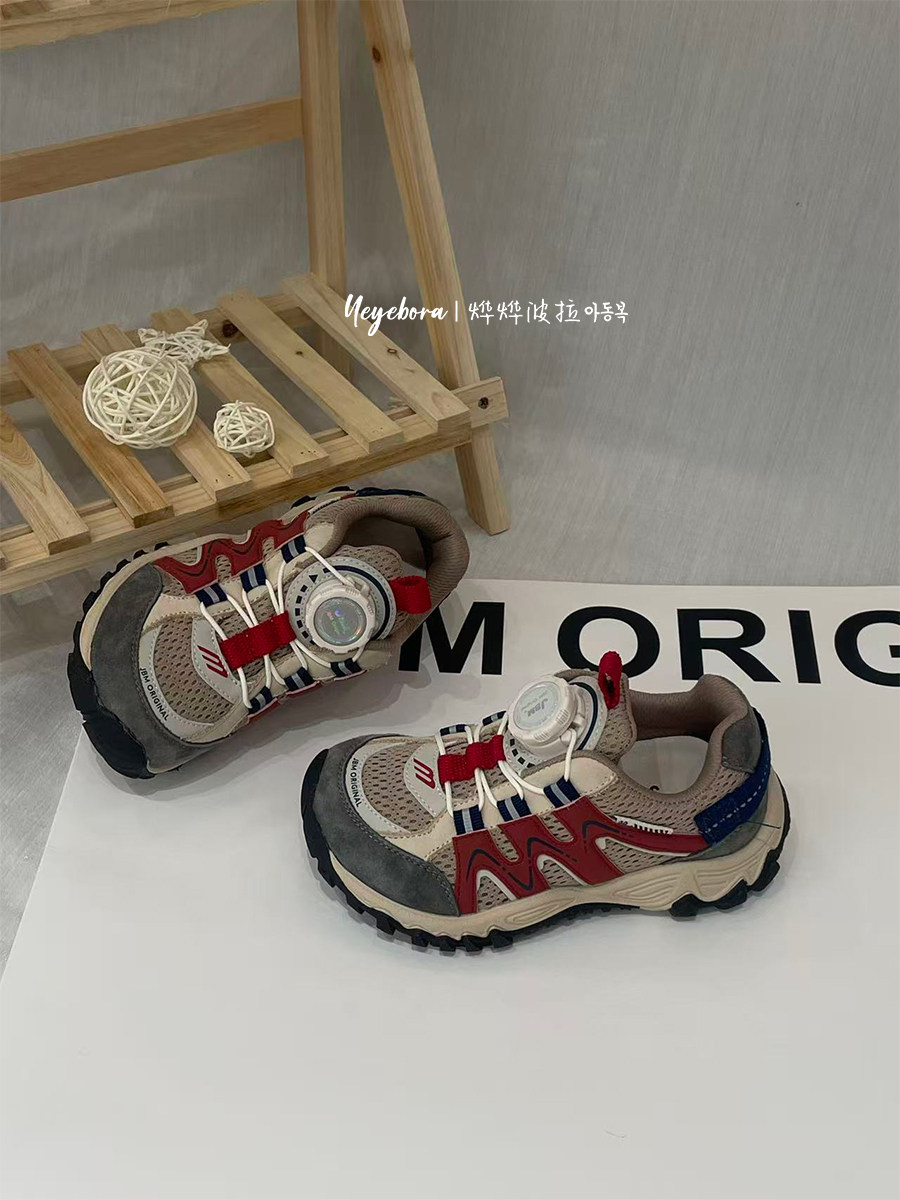 JBM儿童轻便旋转扣登山鞋2026春男童透气休闲运动鞋中大童老爹鞋主图