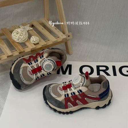 JBM儿童轻便旋转扣登山鞋2026春男童透气休闲运动鞋中大童老爹鞋