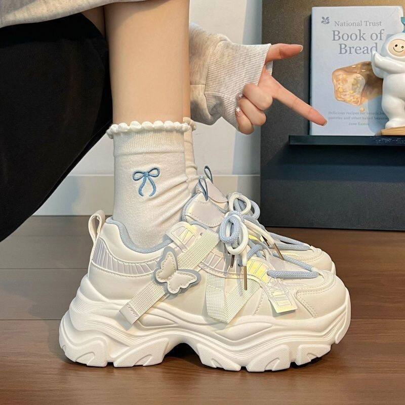 官网C&K女童运动鞋2026春季女孩蝴蝶结大童软底老爹鞋学生小白鞋主图