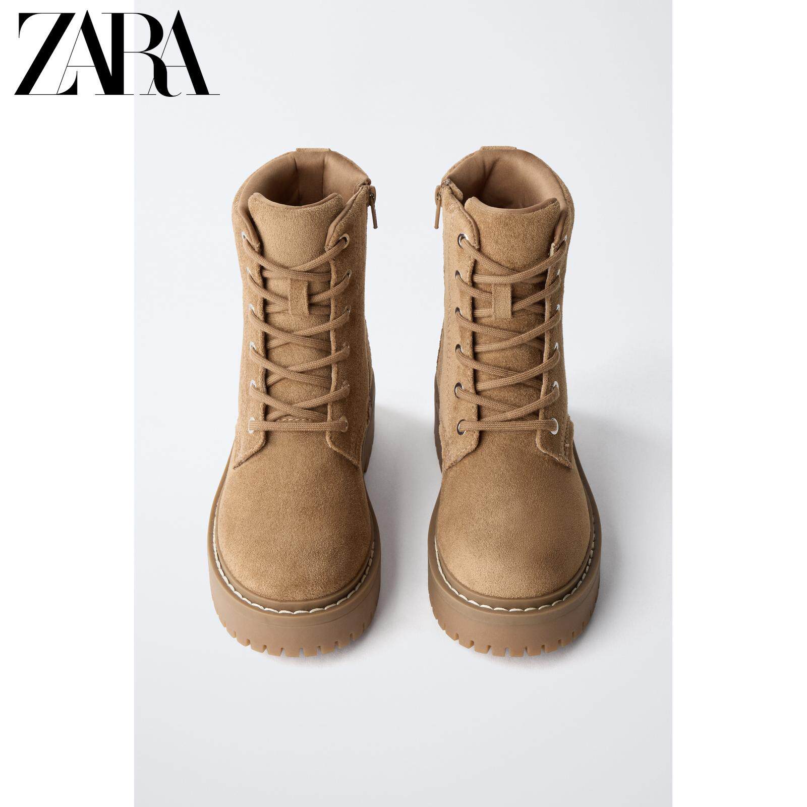 ZARA特惠精选 童鞋女童 系带简约舒适休闲靴子 2103730 700主图