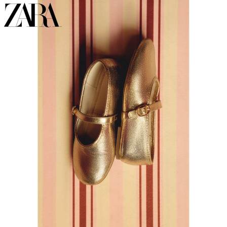 ZARA2025冬季新品 童鞋幼童 新年系列金属系芭蕾鞋 6539730 091