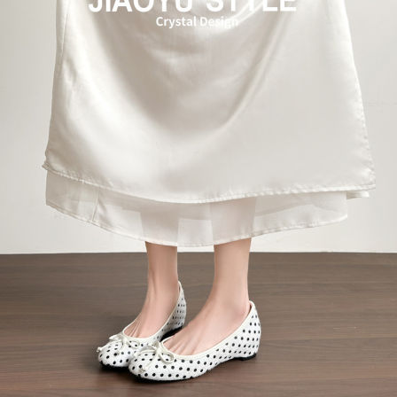 真皮~骄屿韩系波点蝴蝶结内增高单鞋2026新款小香风浅口玛丽珍鞋