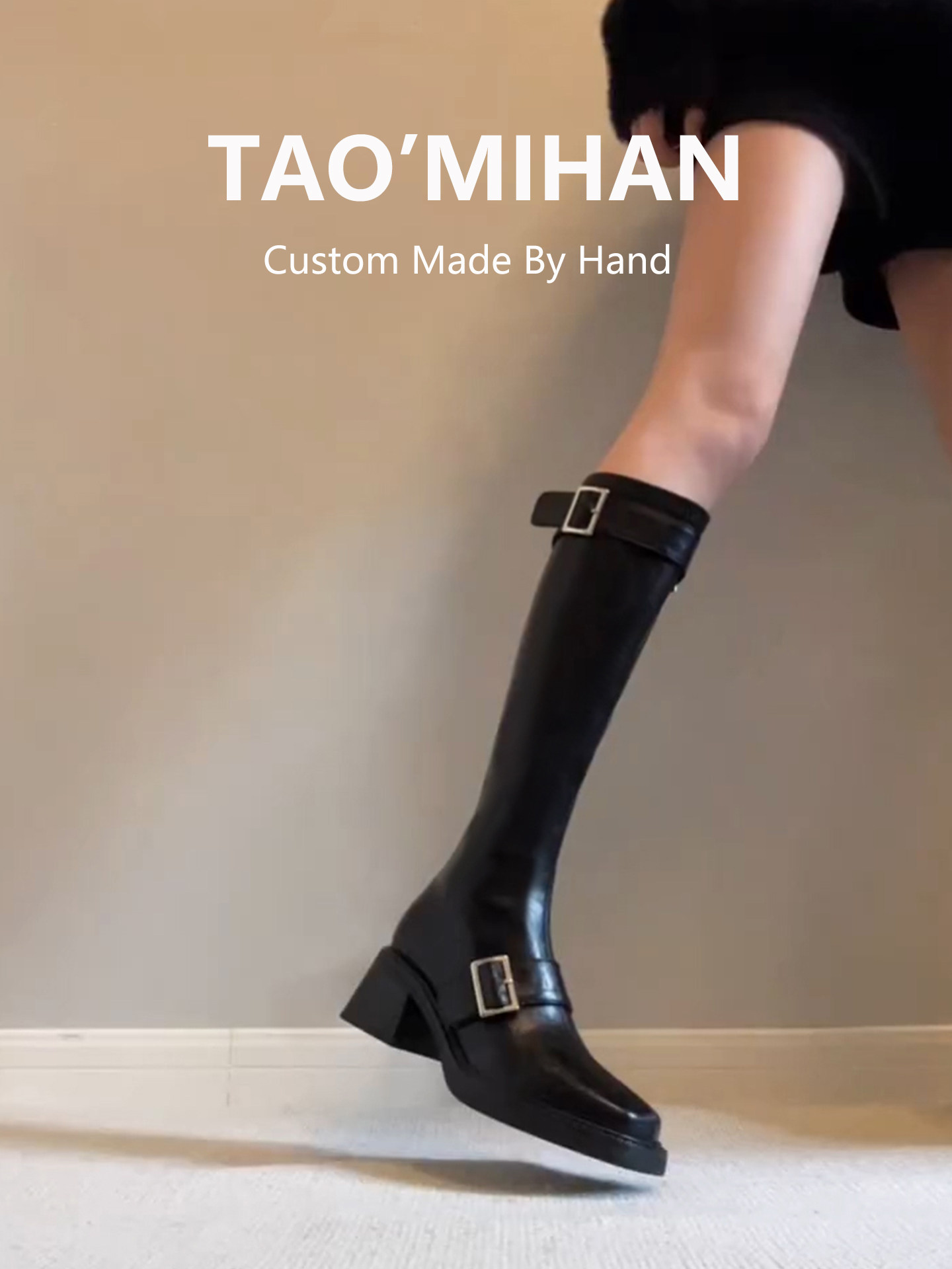 真皮巨好看黑色高跟长筒靴女2026新款厚底粗跟骑士靴高筒瘦瘦靴子主图