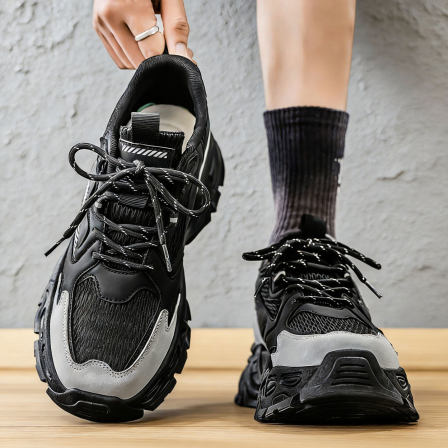 鞋子男款2026新款厚底老爹鞋男增高防臭透气青少年学生网面运动鞋