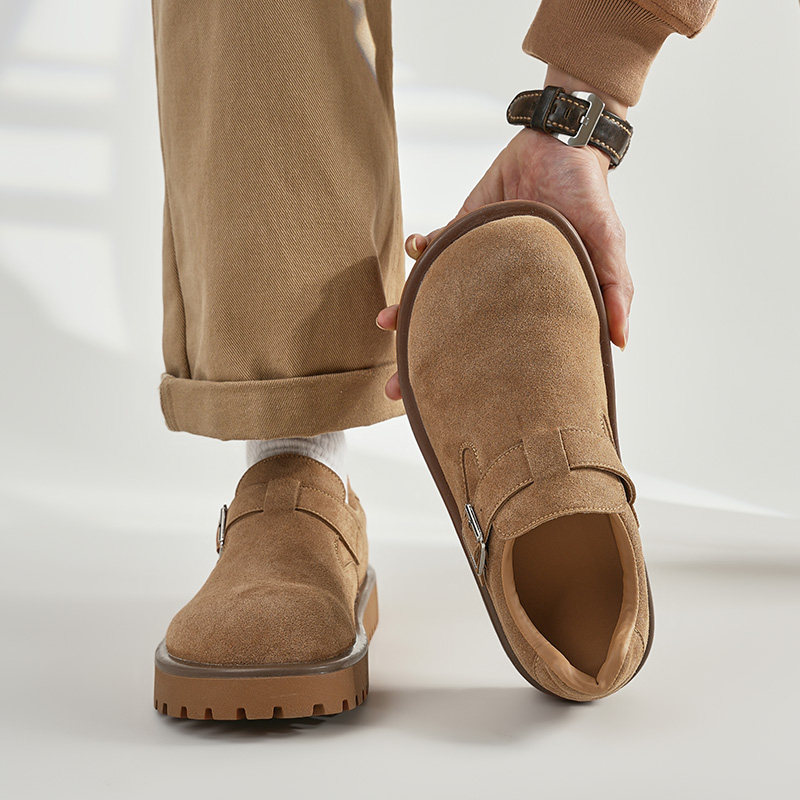 户外懒人复古勃肯鞋男女情侣新款一脚蹬休闲乐福皮鞋厚底大头皮鞋主图