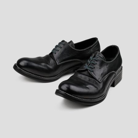 巫师德比皮鞋男通勤手工水洗做旧牛津鞋翘头厚底商务尖头乐福皮鞋