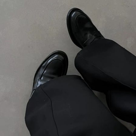 老钱风尖头vibe德比水洗褶皱黑色乐福鞋男士休闲商务厚底通勤皮鞋