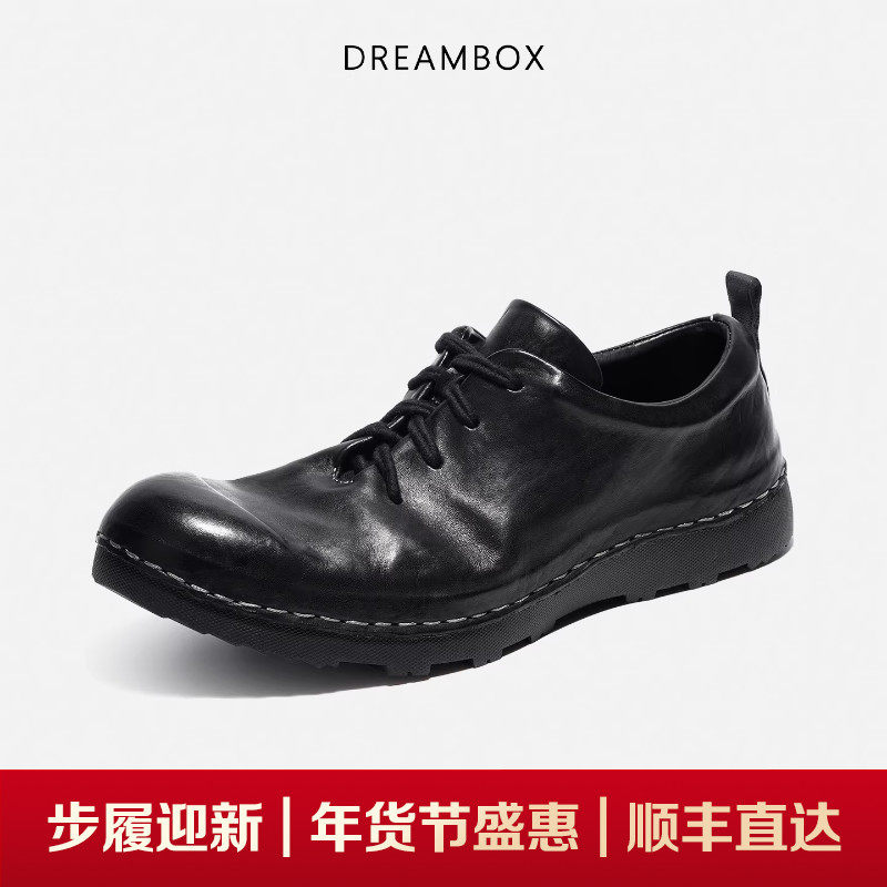 DREAMBOX钧博水洗马皮男鞋2026新款户外休闲鞋软皮软底舒适男士鞋主图