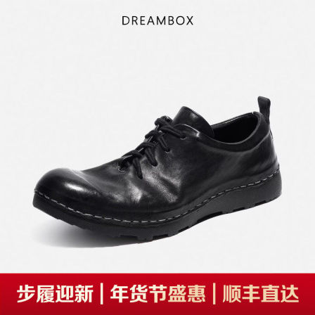DREAMBOX钧博水洗马皮男鞋2026新款户外休闲鞋软皮软底舒适男士鞋