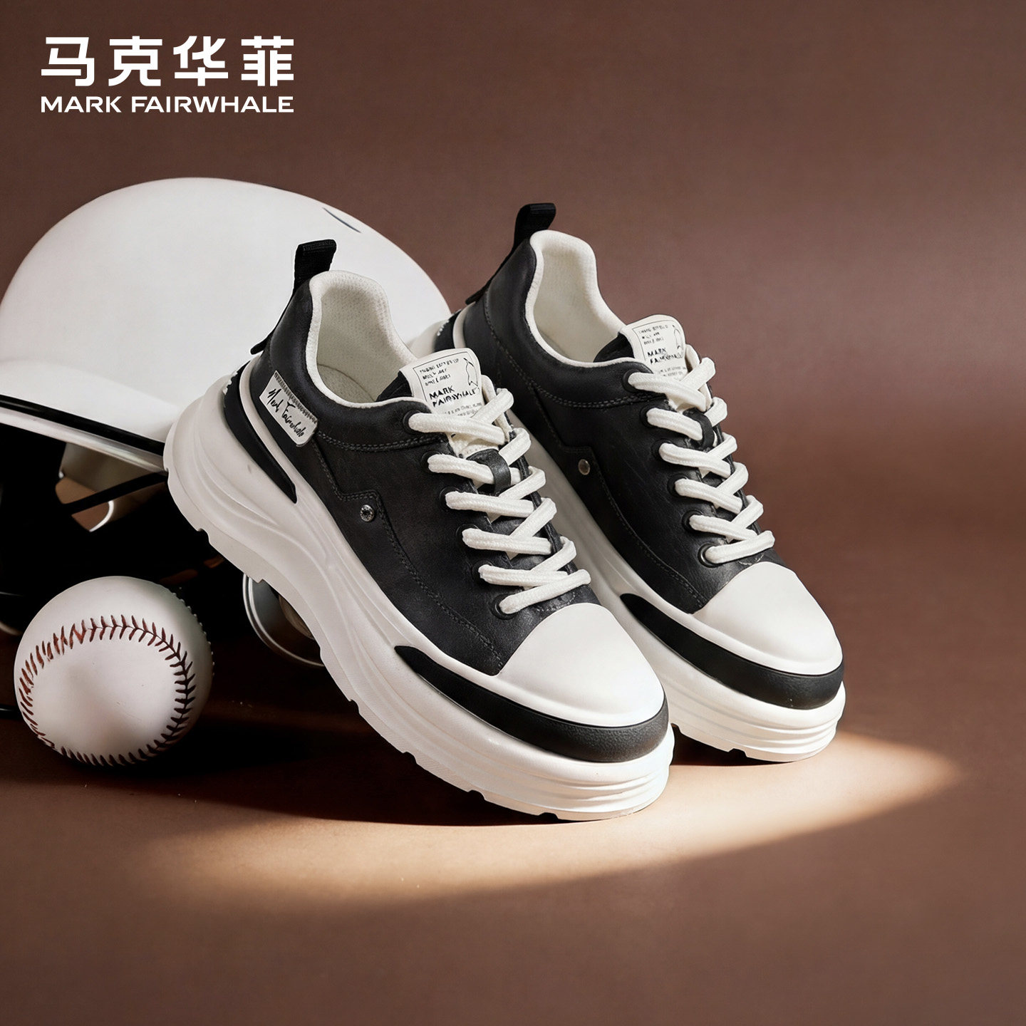 马克华菲男鞋2026新款低帮运动休闲鞋男士厚底老爹鞋百搭增高鞋子主图