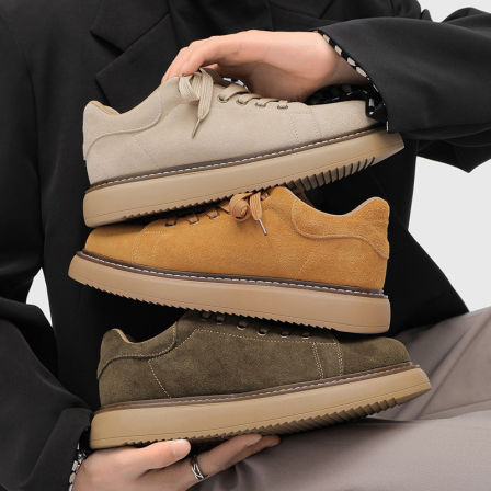 秋季翻毛皮低帮马丁靴男真皮英伦复古反绒皮男鞋厚底百搭休闲板鞋