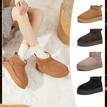 【蜜蜂惊喜社】ZHR则则增高加厚加绒保暖棉鞋美拉德风雪地靴鞋