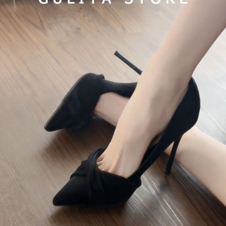 古莉塔法式蝴蝶结尖头高跟鞋女细跟不累脚绝美气质浅口单鞋女春秋