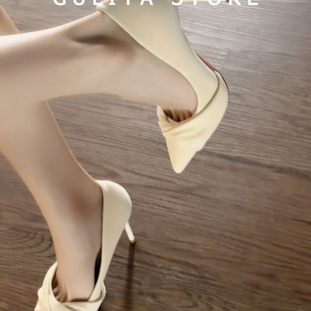 古莉塔蝴蝶结白色尖头高跟鞋女细跟不累脚气质绝美浅口法式单鞋女