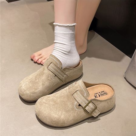 包头半拖鞋女外穿高级感2026年新款春季防滑懒人一脚蹬孕妇勃肯鞋