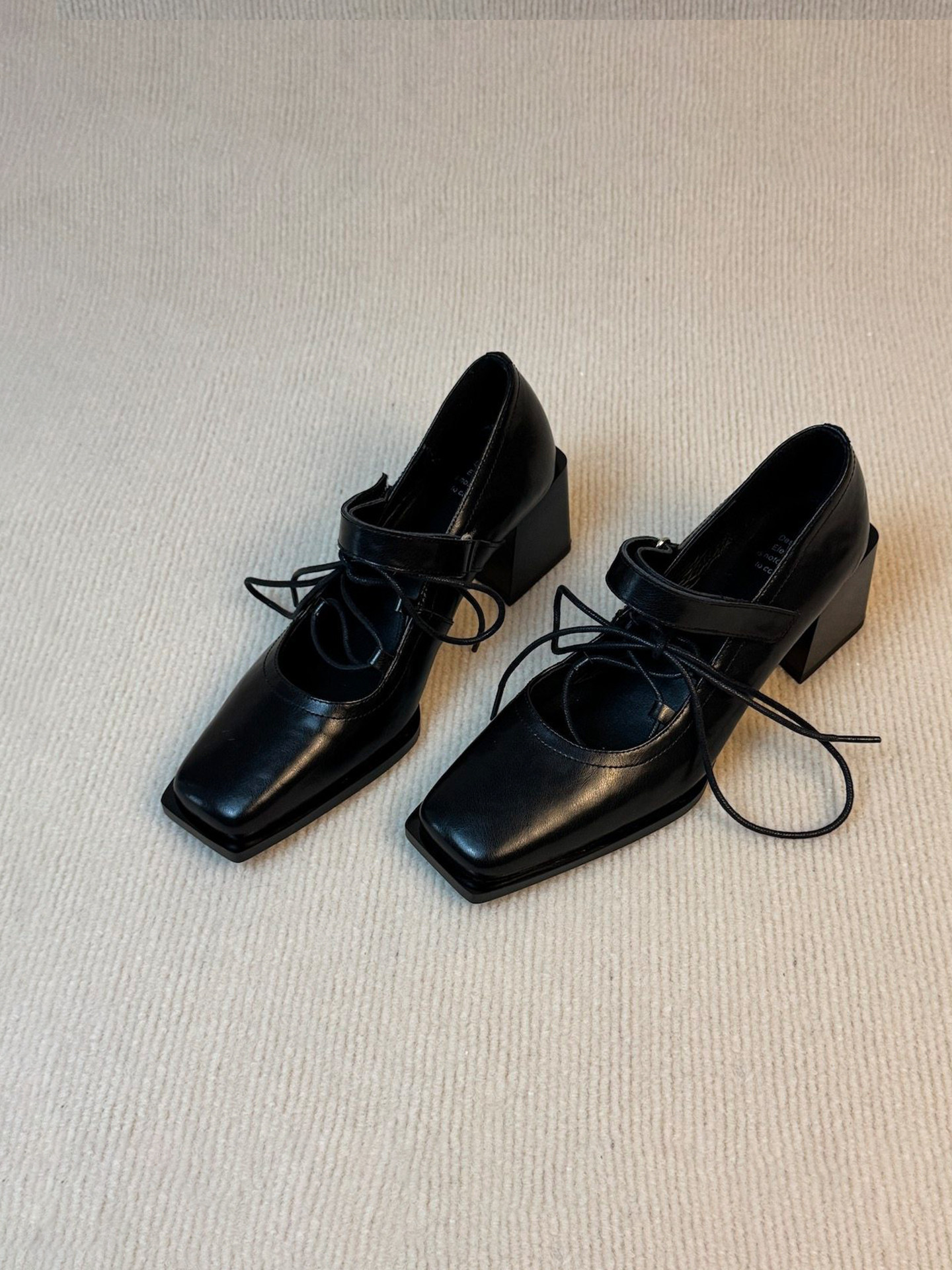 Wheat house ~！法式复古方头交叉带玛丽珍鞋女粗跟气质浅口单鞋主图