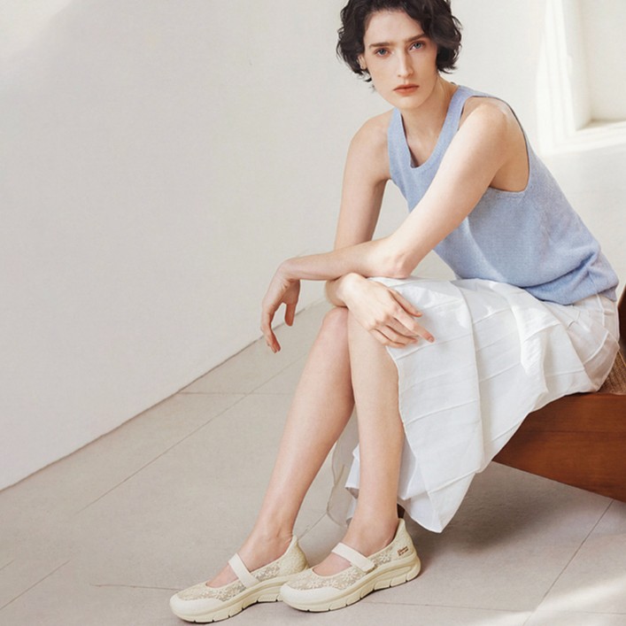 女士一脚蹬玛丽珍休闲鞋透气蕾丝159520主图