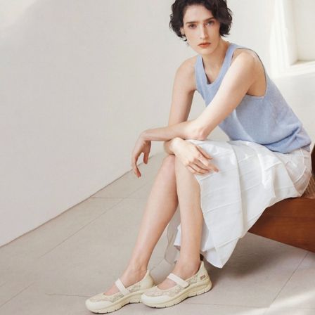 女士一脚蹬玛丽珍休闲鞋透气蕾丝159520