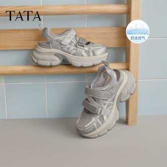 TATA他她2025夏新款休闲厚底老爹鞋透气镂空运动凉鞋女鞋CR201BH5主图