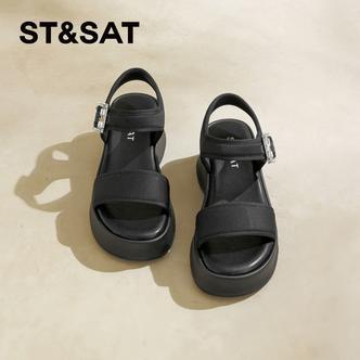 星期六厚底凉鞋女2026春季新款显瘦增高沙滩凉鞋魔术扣露趾凉鞋女