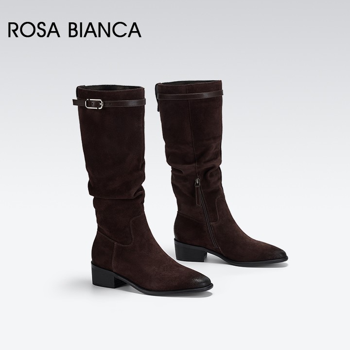 慵懒高级感 牛丝绒褶皱堆堆长靴SDX401973主图