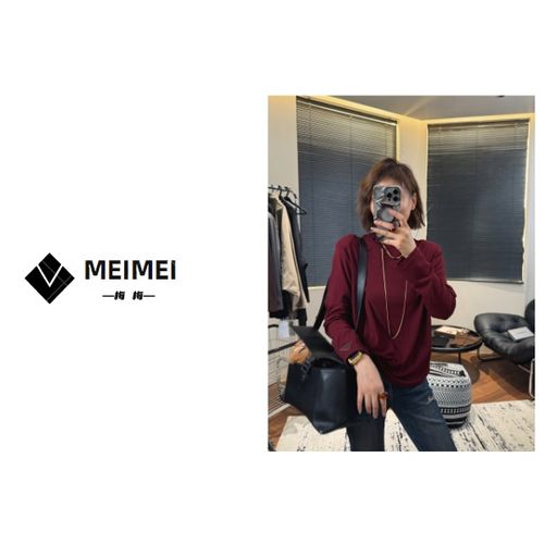 XMM.《垫肩三角标》秋季新款时尚百搭洋气休闲小众长袖打底衫-K6619主图