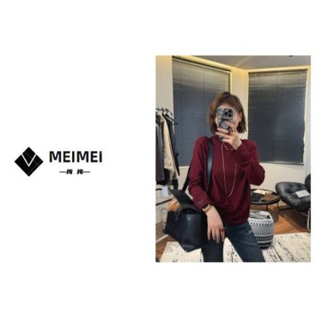 XMM.《垫肩三角标》秋季新款时尚百搭洋气休闲小众长袖打底衫-K6619